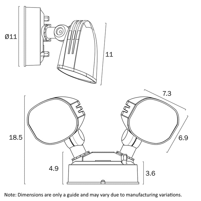 Clarion Black 2 x 10W 3CCT IP54 Exterior Spot Light