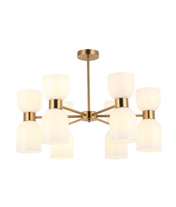 CLESSIDRA:  Interior Mirror Finish Smokey Black / Opal Glass Ellipse x12 Round Base Pendant Lights