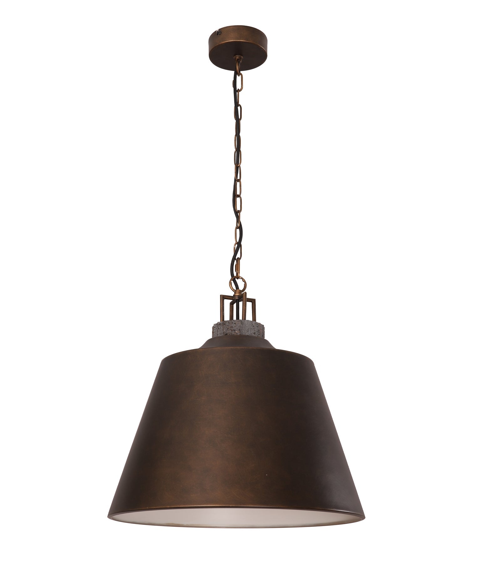 Cloche: Interior Metal Shade with Travertine Highlight Bell Shape Pendant Lights