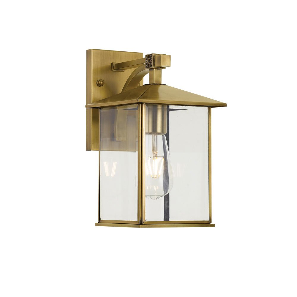 Coby Small IP44 Exterior Wall Light in Antique Brass