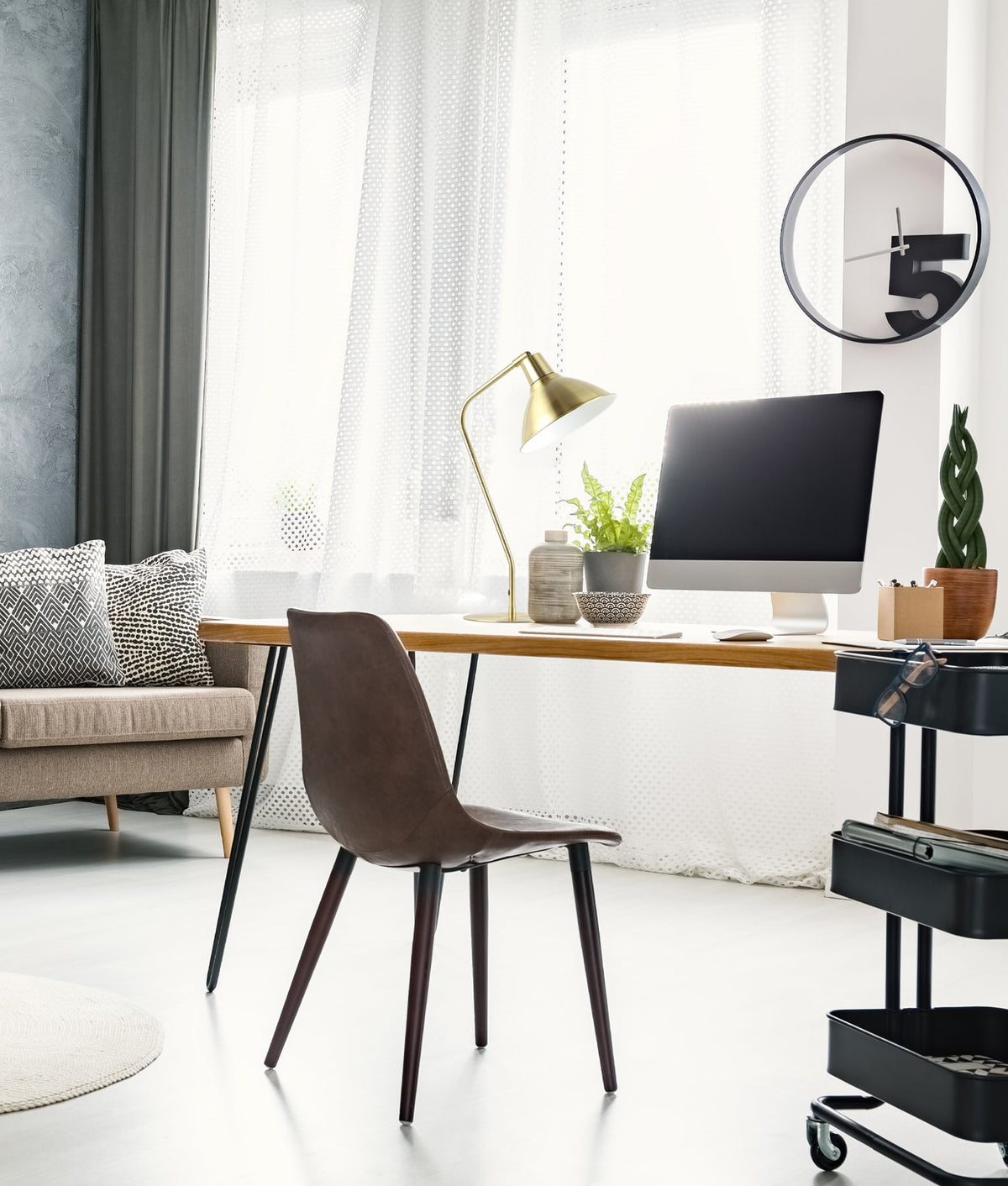 COLLO:  Cone Shade with Antique Brass Highlight Table Lamps