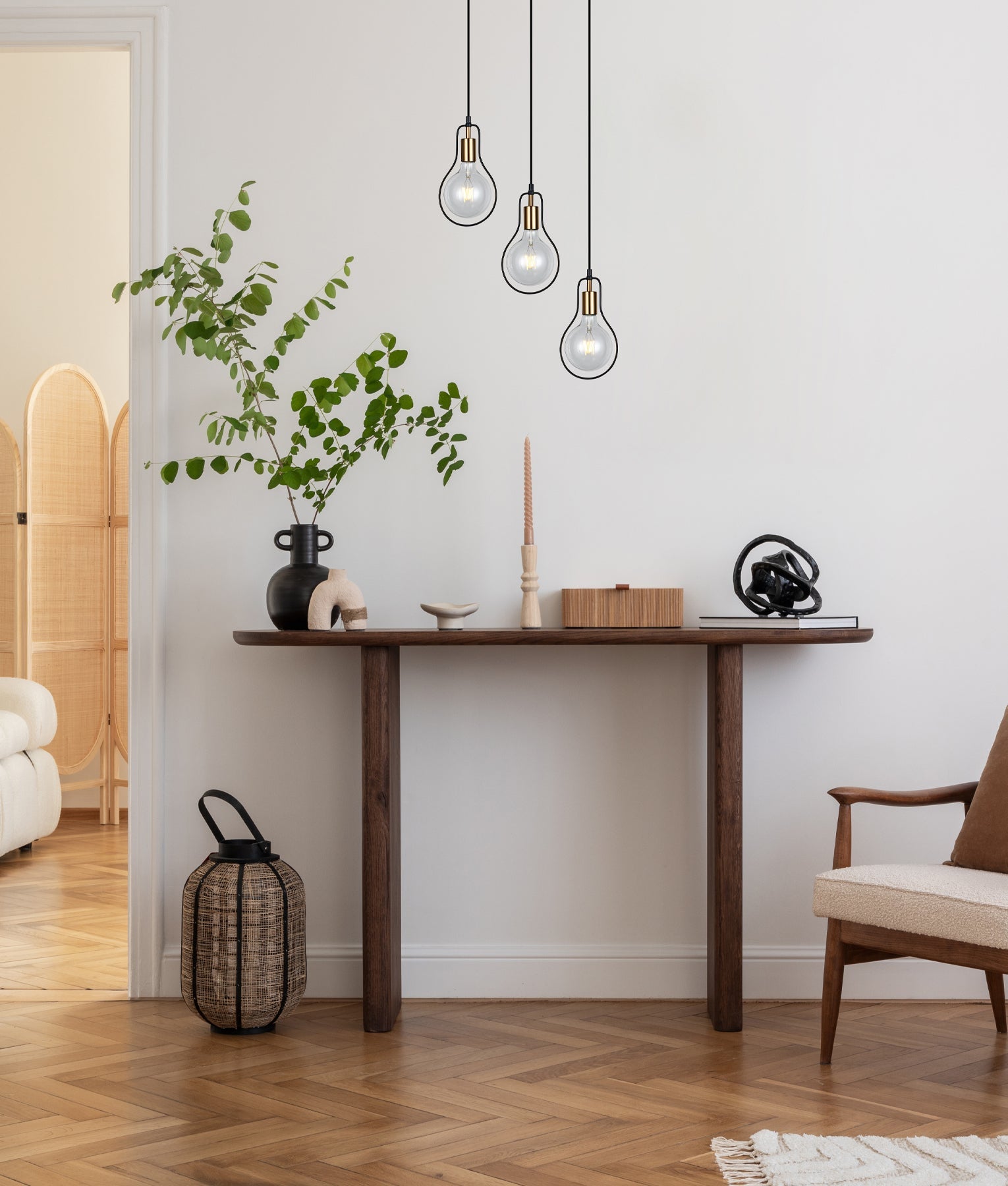 CONTOUR: Interior Black Wire Pear Shape Pendant Light