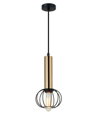 Thumbnail for CORAZON: Interior Antique Brass and Matte Black Round Cage Pendant Light