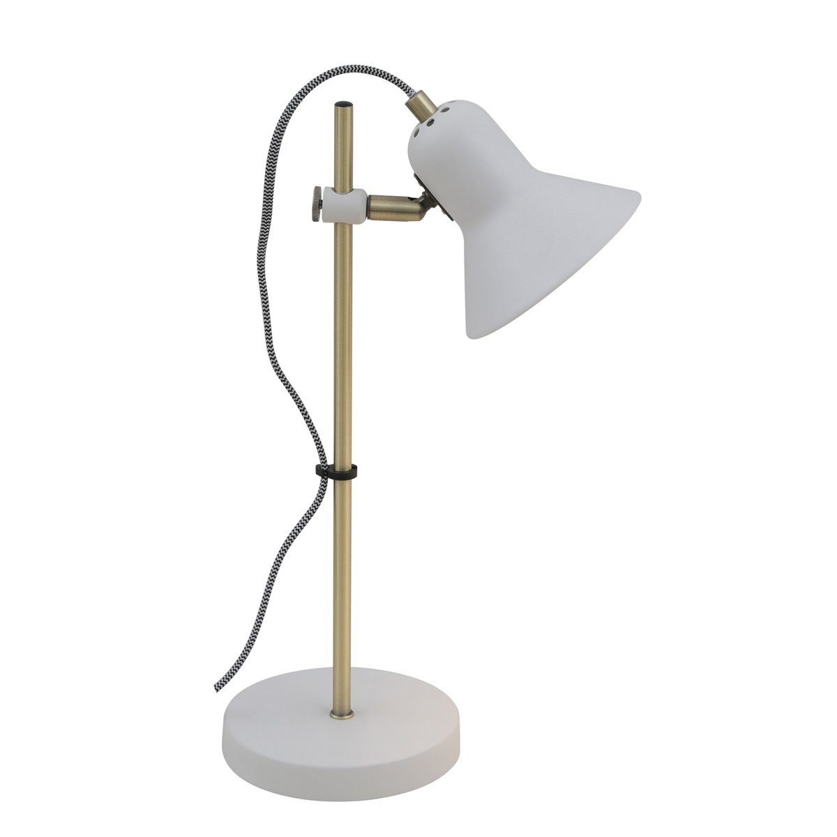 Corelli Table Lamp in Antique Brass & White