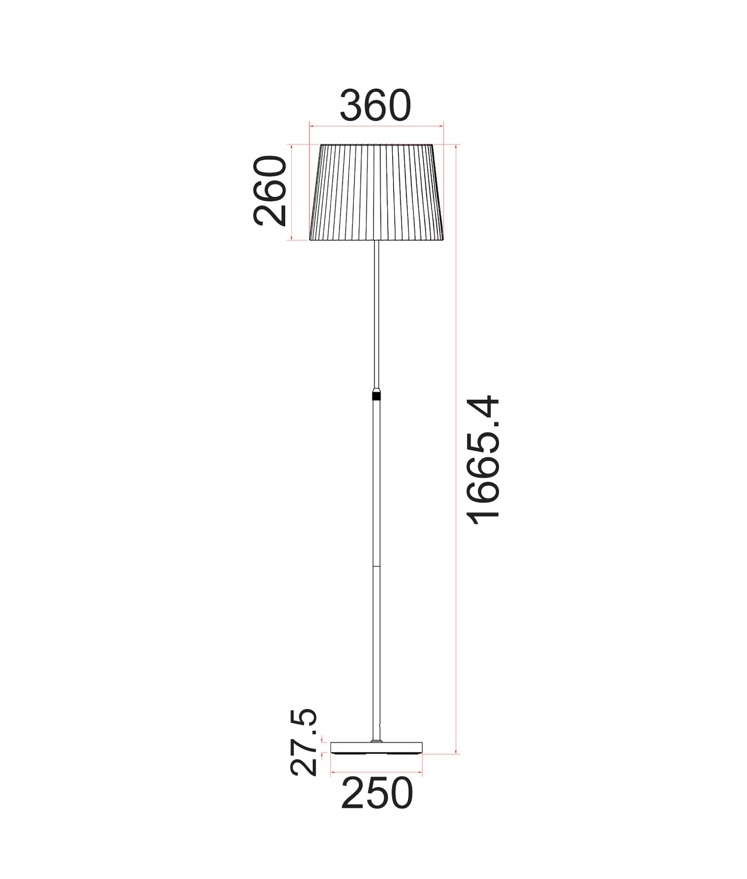 CRECER: Interior Slanted Pleated Shade Height Adjustable Floor Lamps