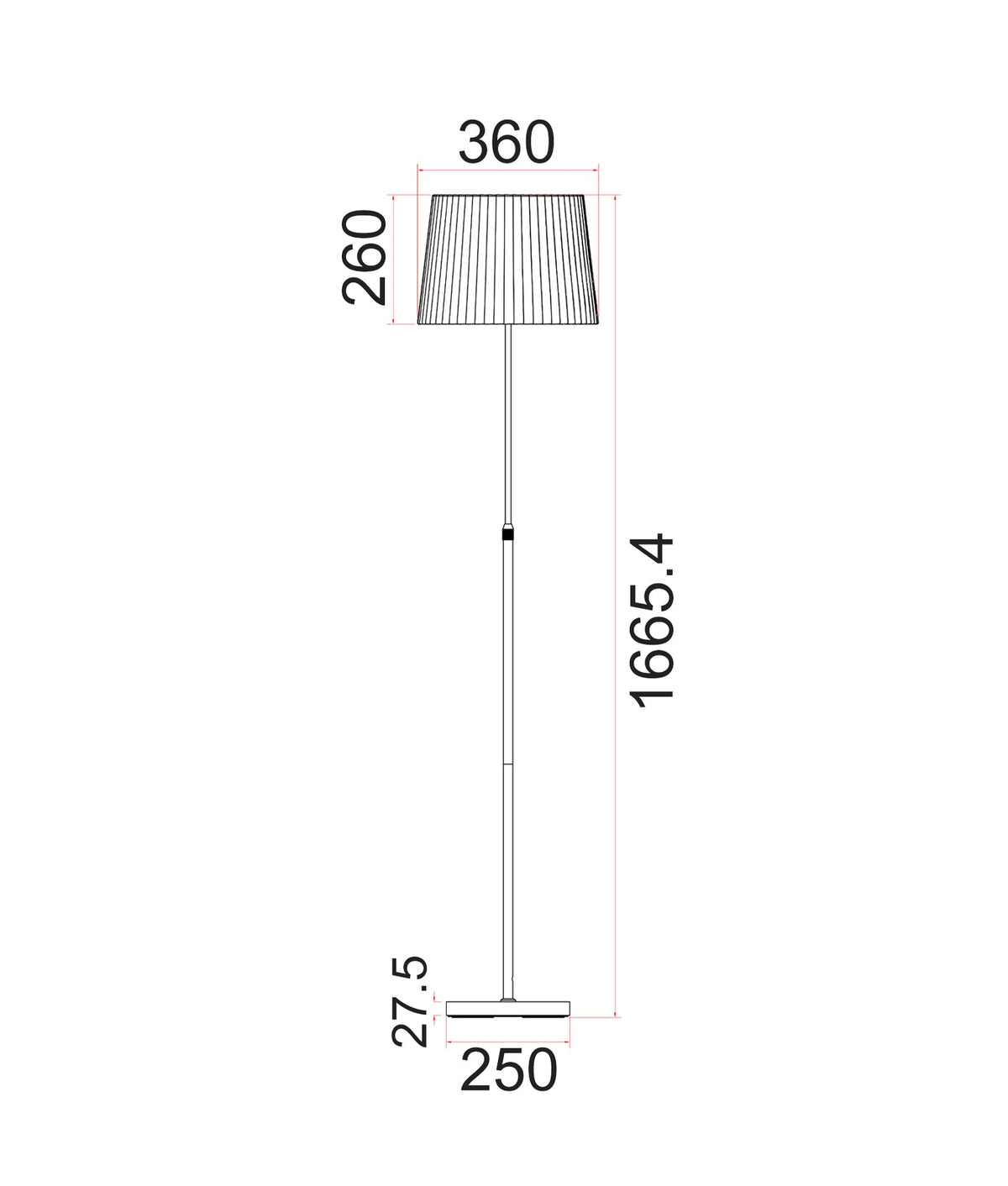 CRECER: Interior Slanted Pleated Shade Height Adjustable Floor Lamps