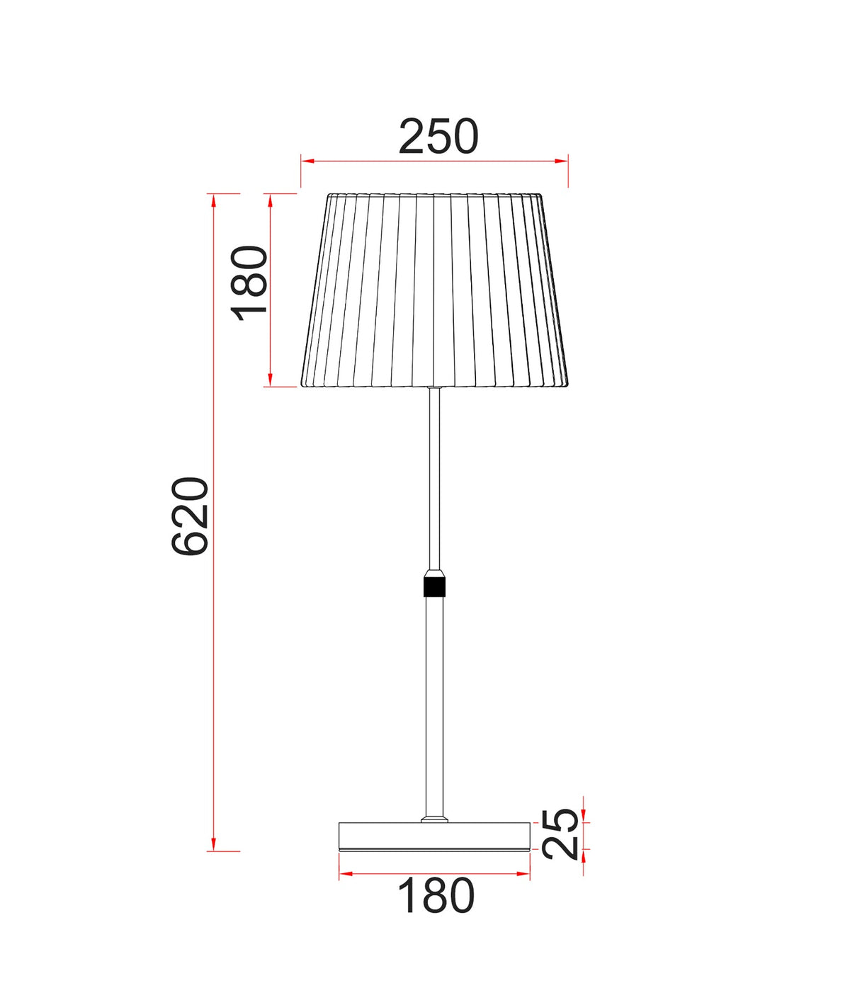 CRECER: Interior Slanted Pleated Shade Height Adjustable Table Lamps