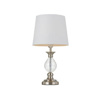 Thumbnail for Crest Table Lamp in Nickel with White Shade