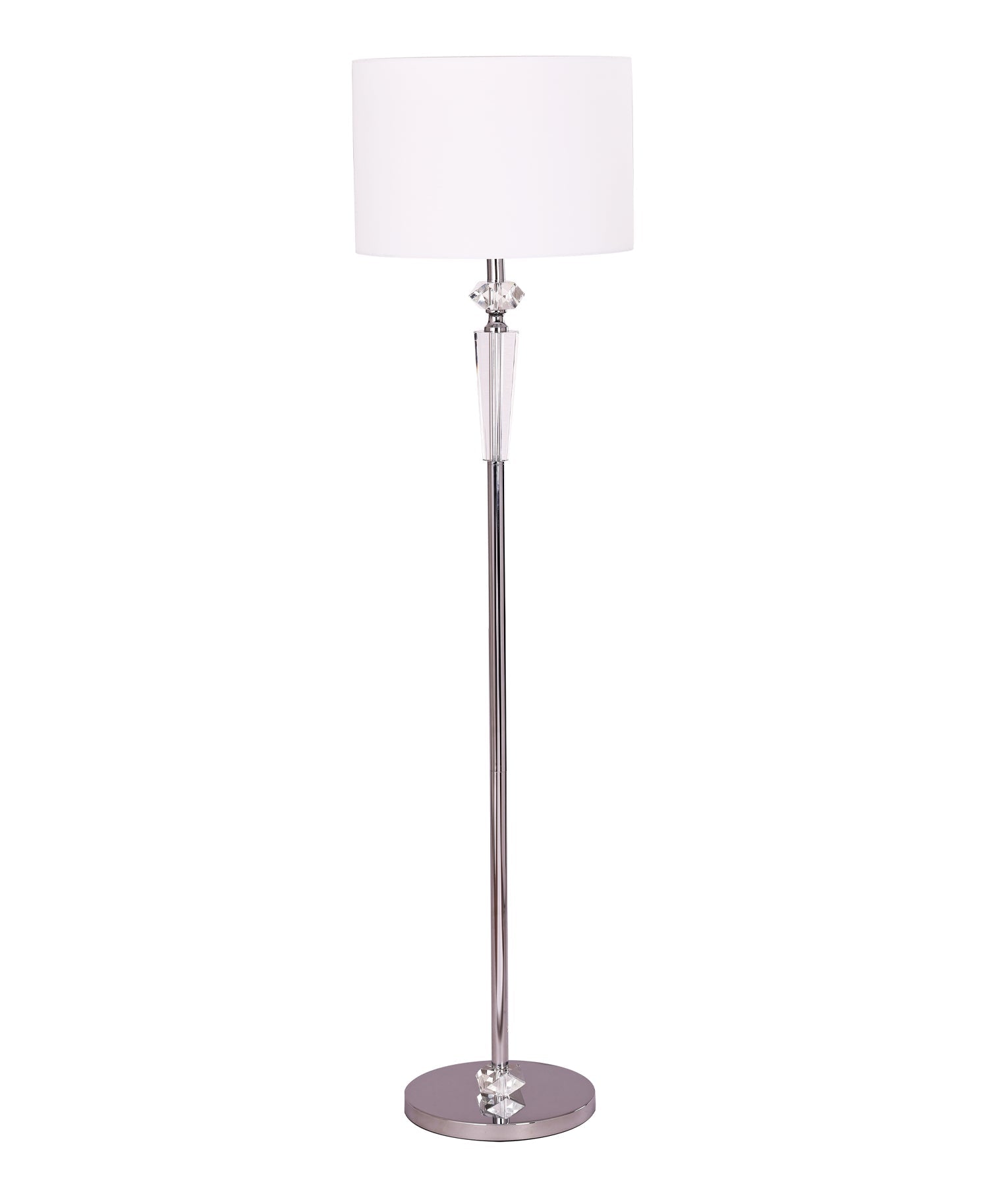 CRISTALLO: Interior Drum Shade Chrome Rod with Crystal Highlight Floor Lamp