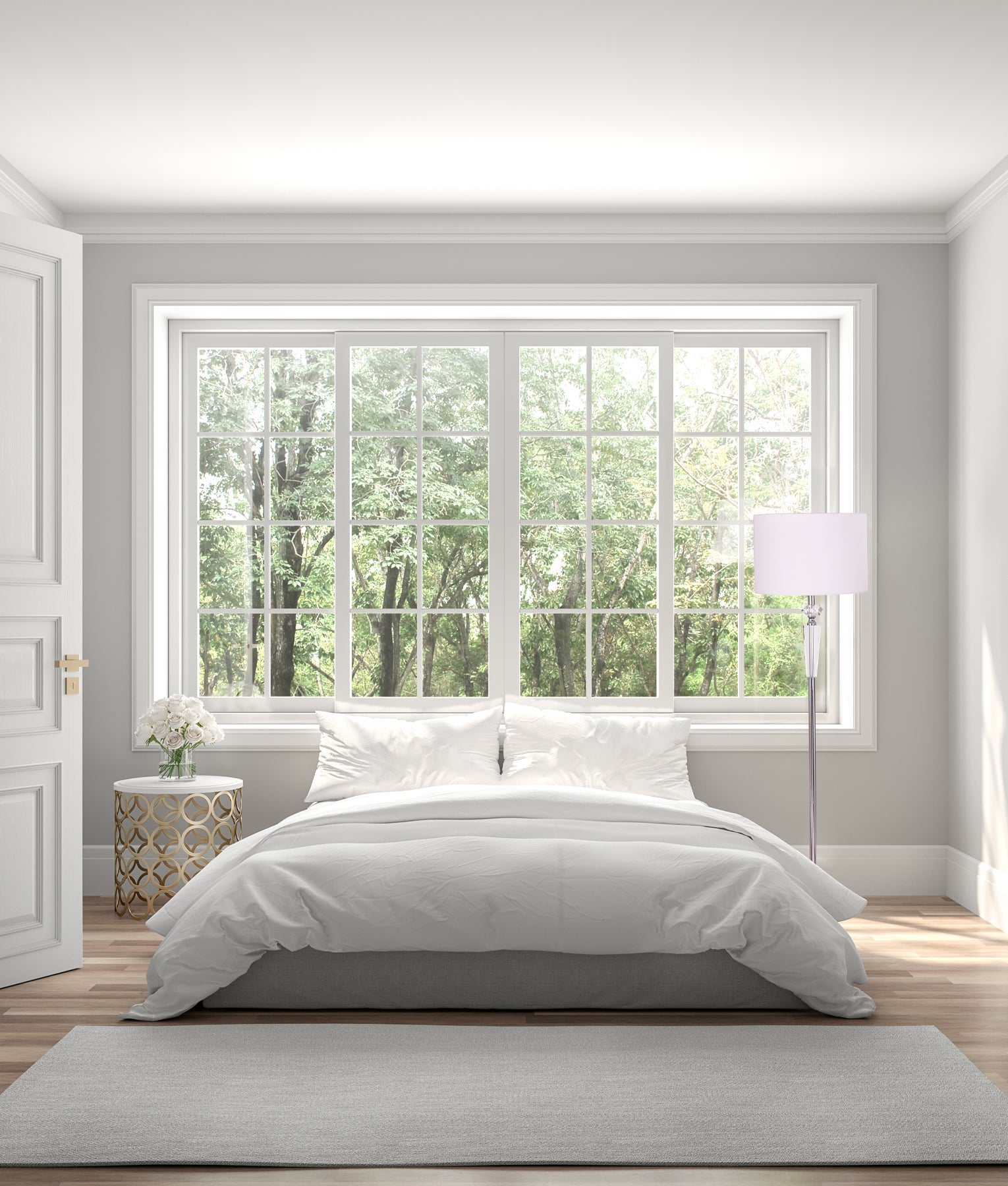 CRISTALLO: Interior Drum Shade Chrome Rod with Crystal Highlight Floor Lamp