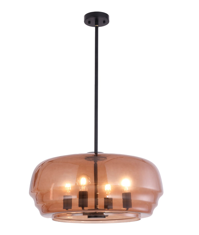 CUAD: Interior Amber Flat Top Dome Glass Shade Pendant Light