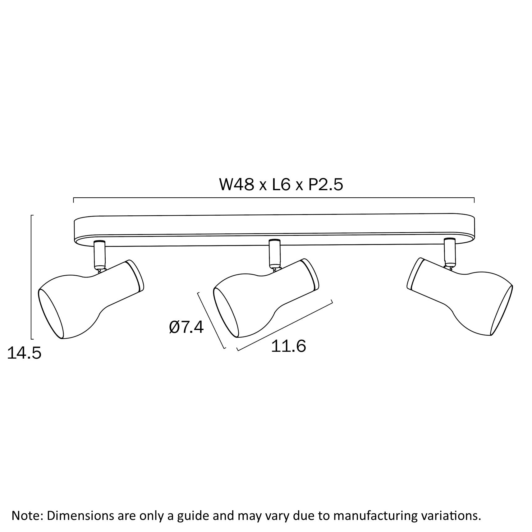 Curtis Black or Antique Brass 3 Light GU10 Spot Bar