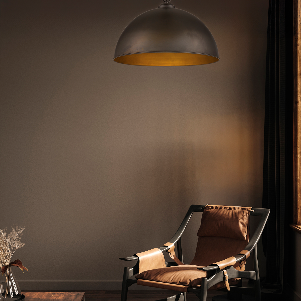 Cassidy 1 Light E27 Dome Pendant Weathered Iron