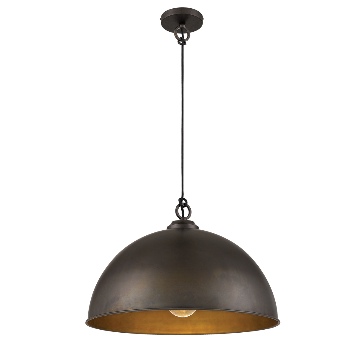 Cassidy 1 Light E27 Dome Pendant Weathered Iron