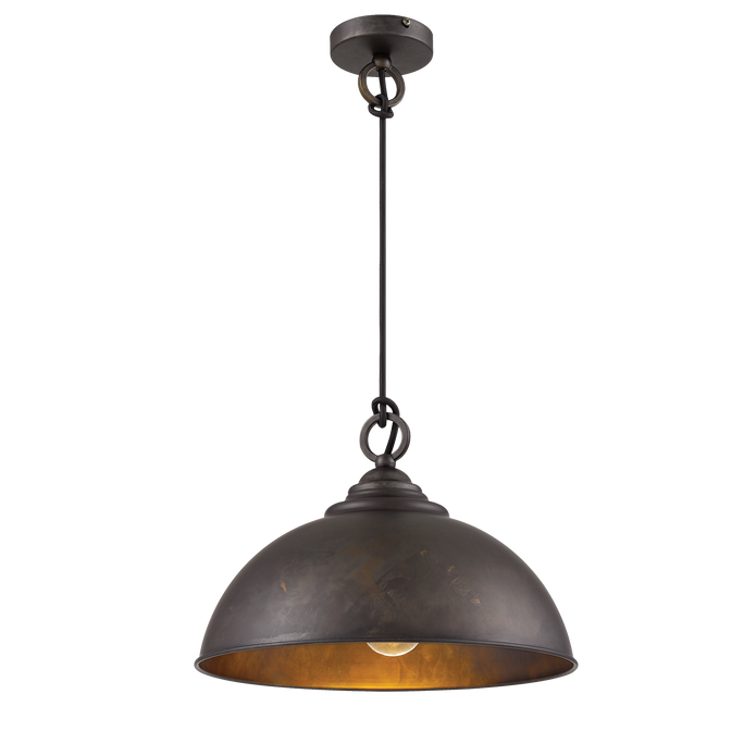 Cassidy 1 Light E27 Dome Pendant Weathered Iron