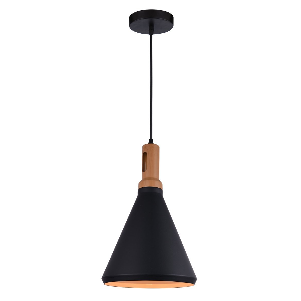 Cone 1 Light Pendant Light in Black