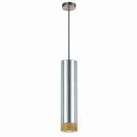 Thumbnail for Dakota 1 Light Pendant Light in Aluminium & Oak