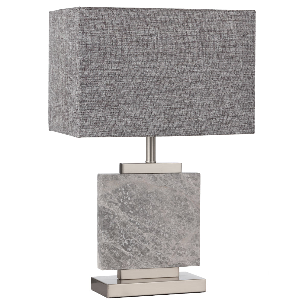Dana Gold/White Marble or Nickel/Grey Marble Table Lamp with Fabric Shade