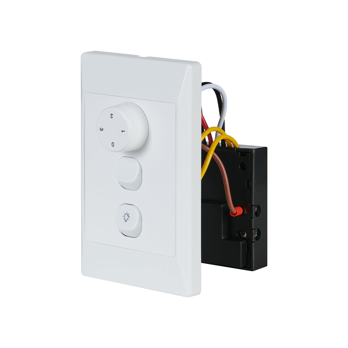 FLEXMECH- DC Fan 3 Speed Wall Control incl Rotary speed control & Wall Plate with iso & light switch. For use with Skyfan, Glacier, Alaska, DC3