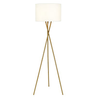 Thumbnail for Denise 1 Light Floor Lamp in Antique Gold with Ivory Shade