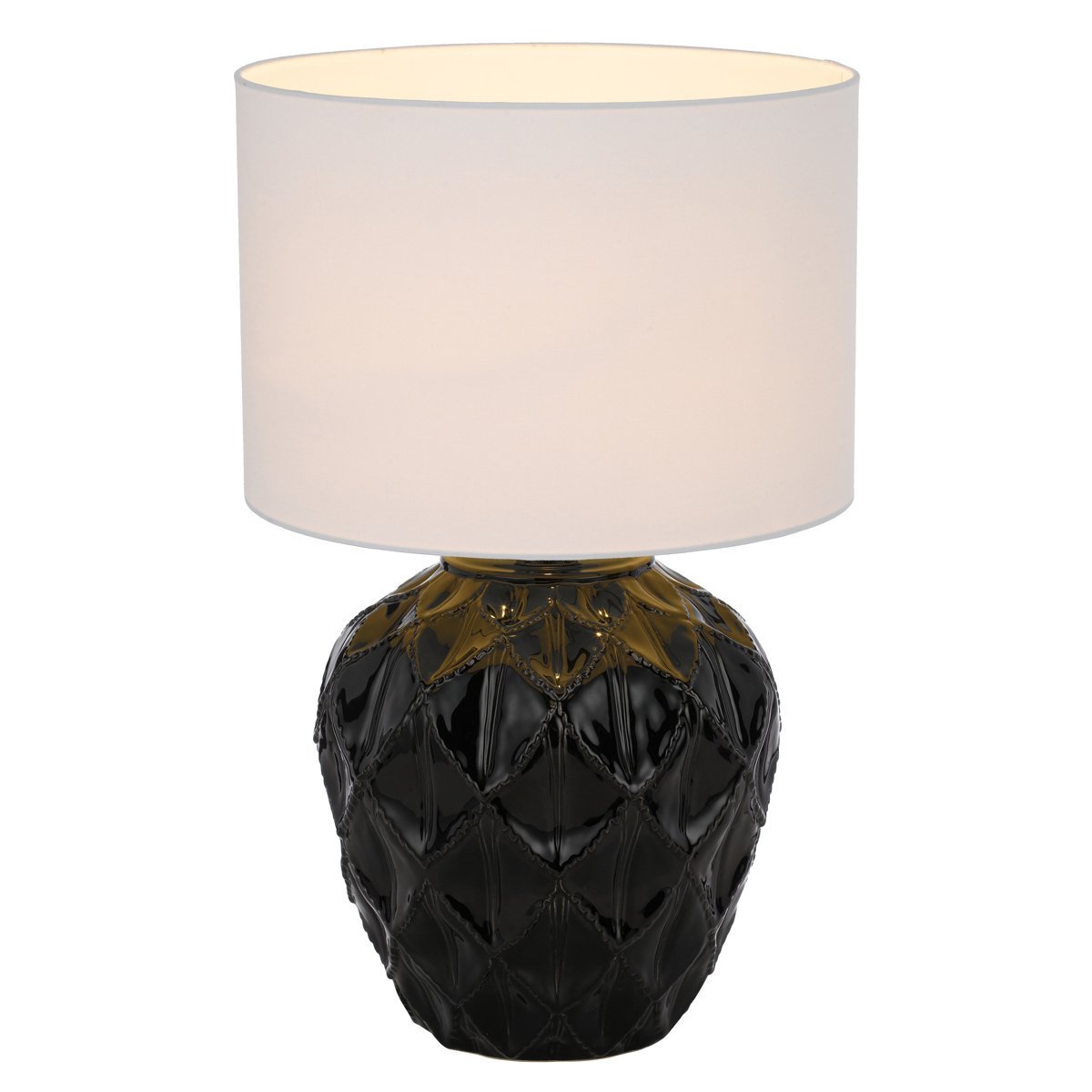 Diaz Table Lamp in Black with White Shade