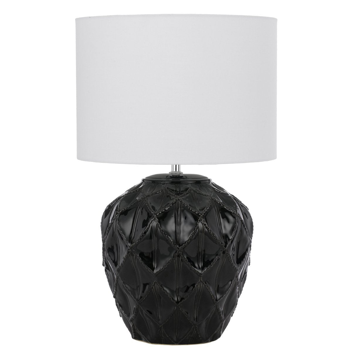 Diaz Table Lamp in Black with White Shade