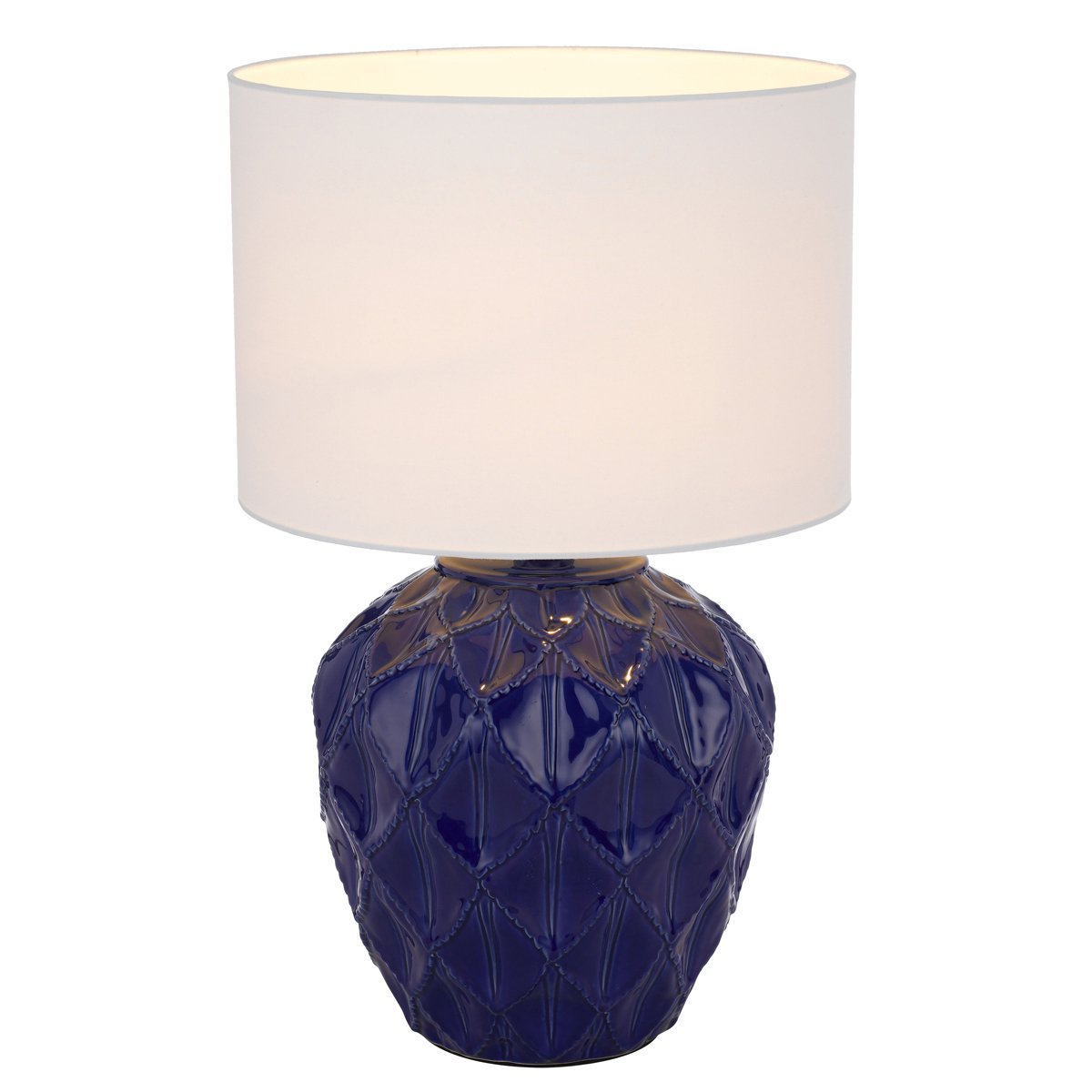 Diaz Table Lamp in Blue with White Shade