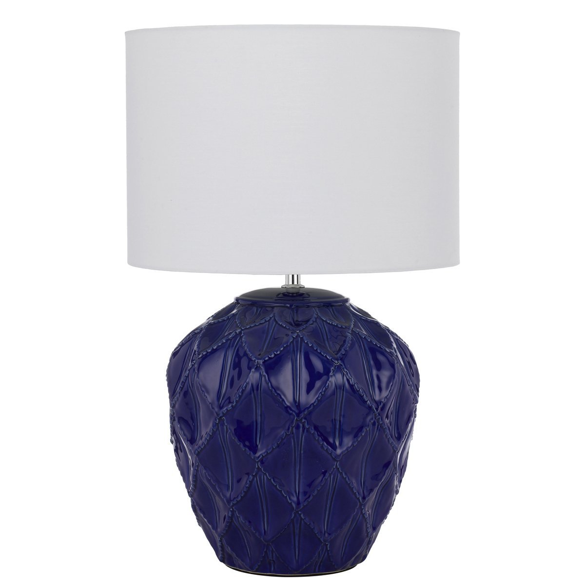 Diaz Table Lamp in Blue with White Shade