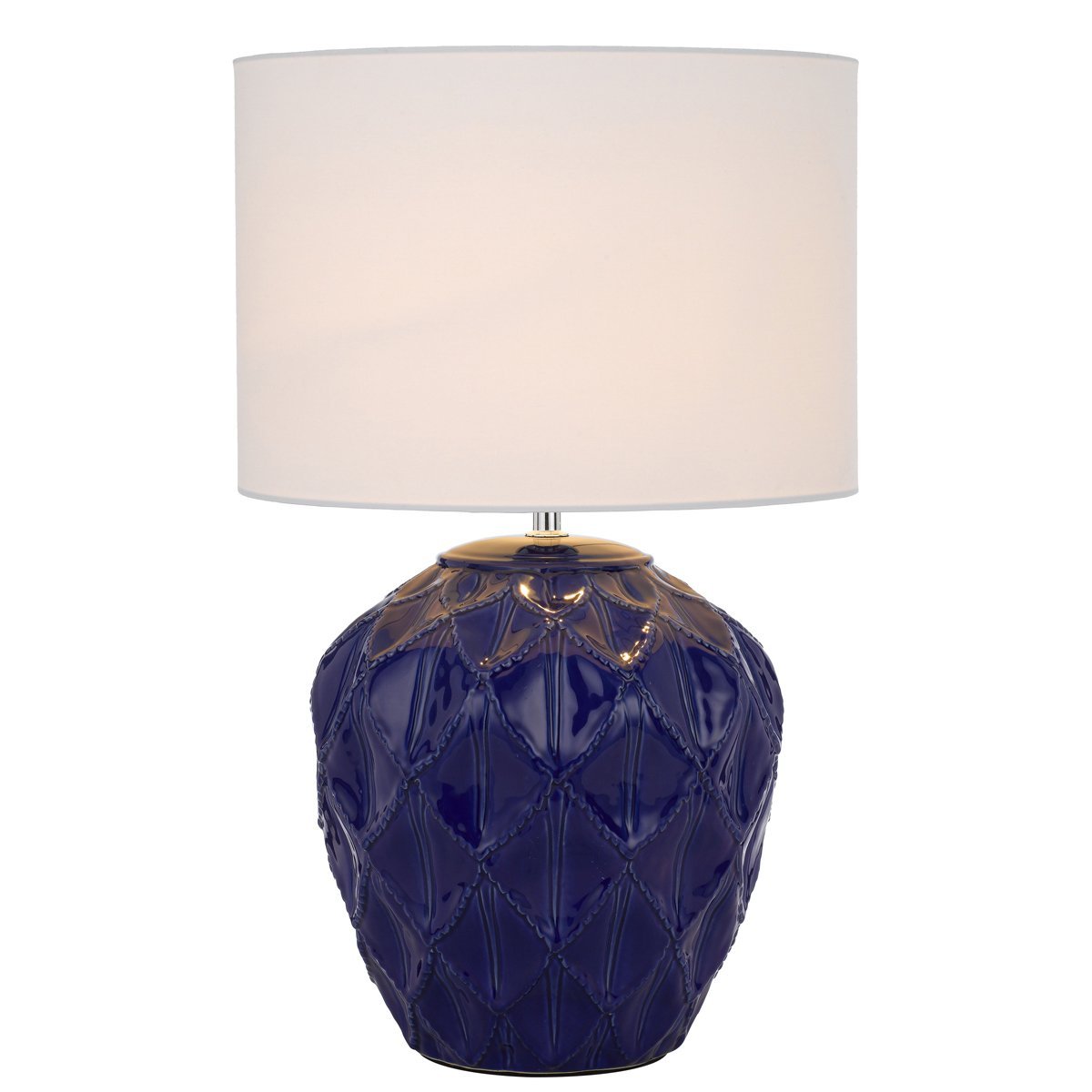 Diaz Table Lamp in Blue with White Shade