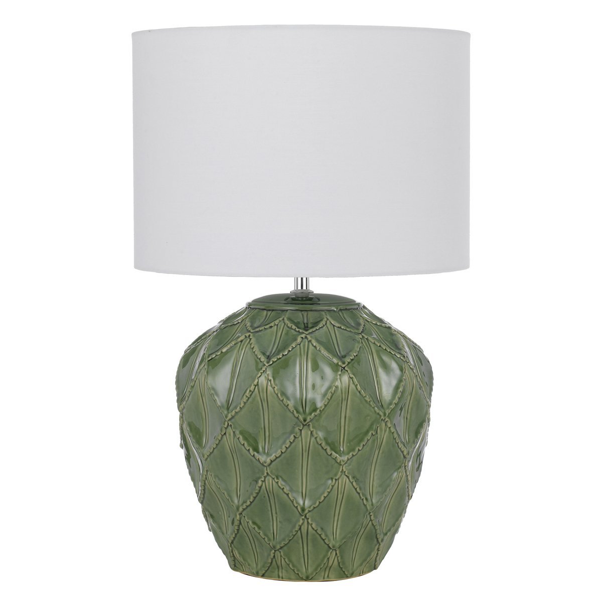 Diaz Table Lamp in Green with White Shade