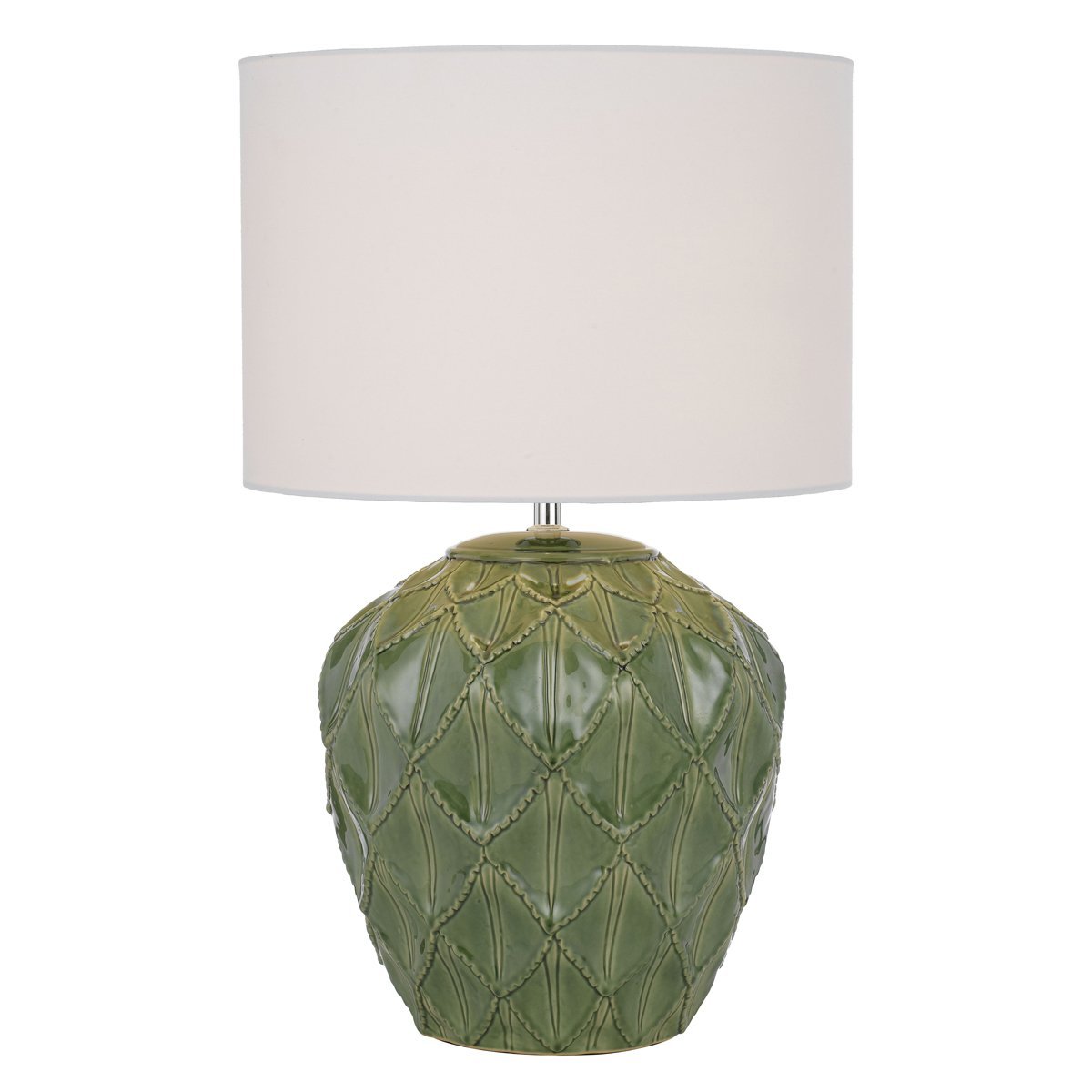 Diaz Table Lamp in Green with White Shade