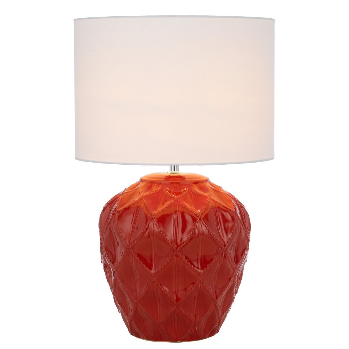 Diaz Table Lamp in Red with White Shade