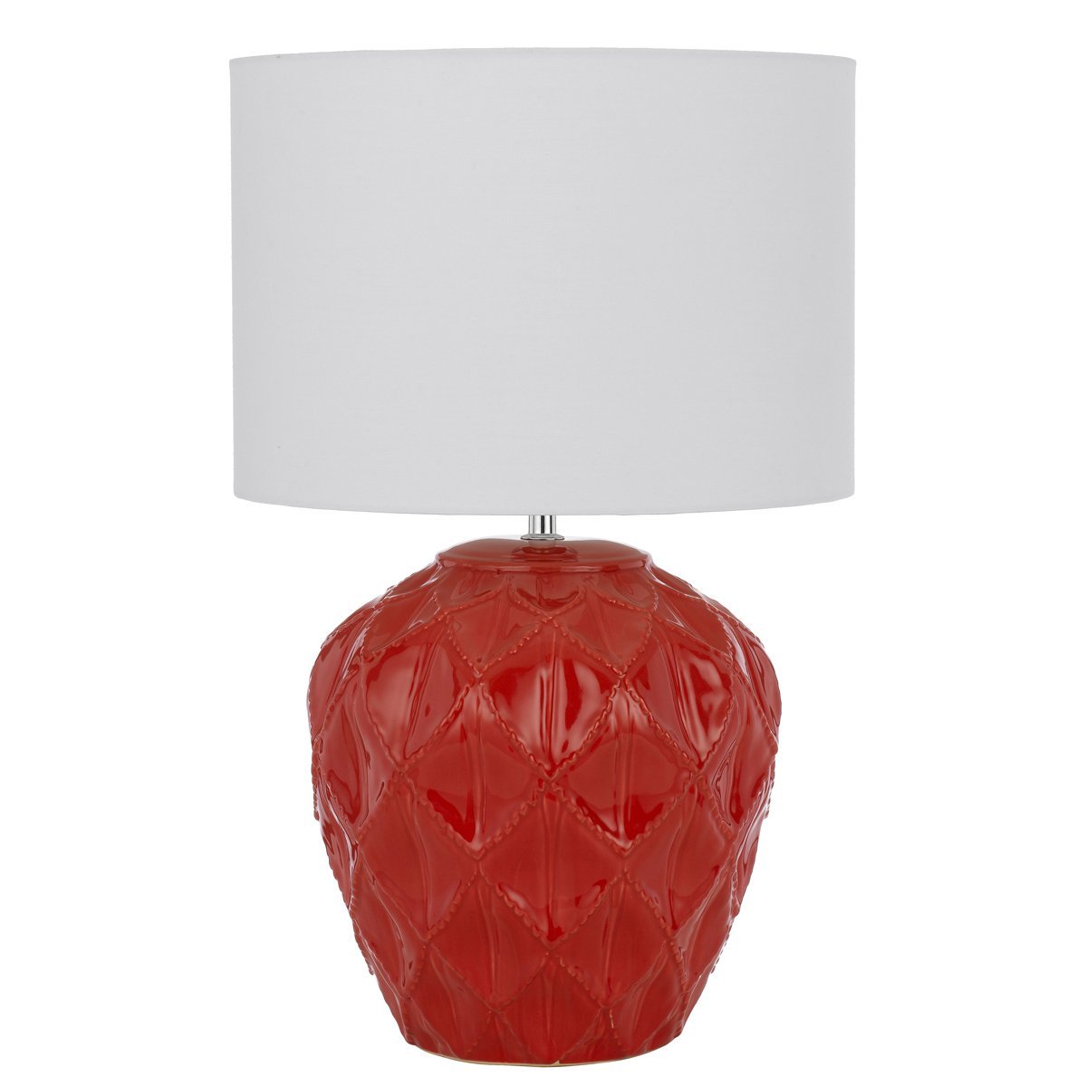 Diaz Table Lamp in Red with White Shade