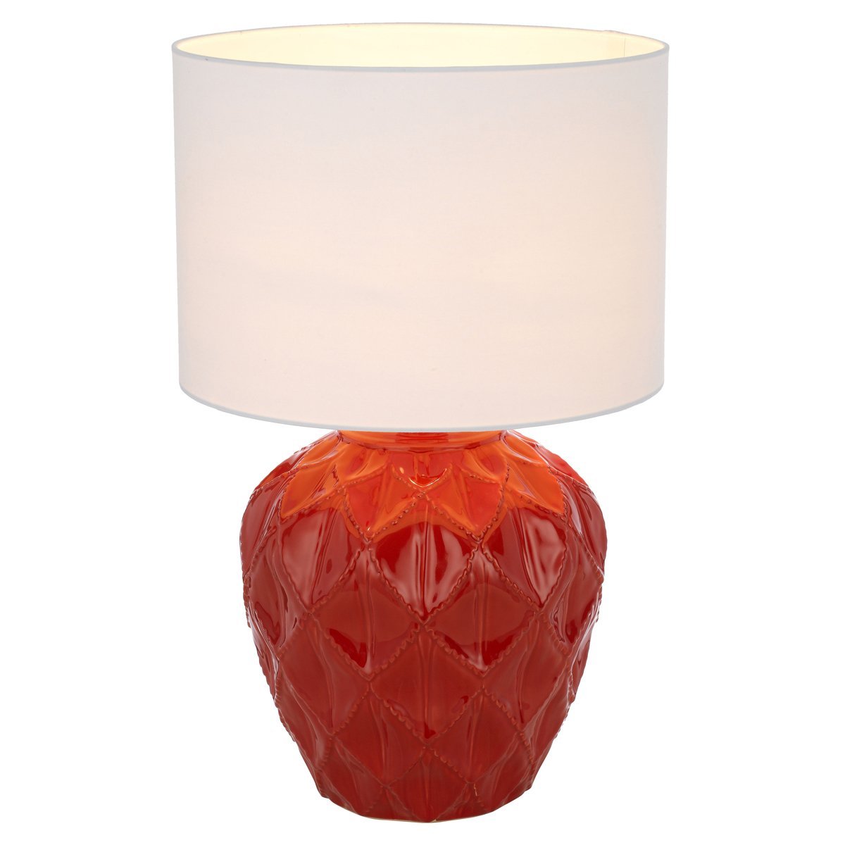 Diaz Table Lamp in Red with White Shade