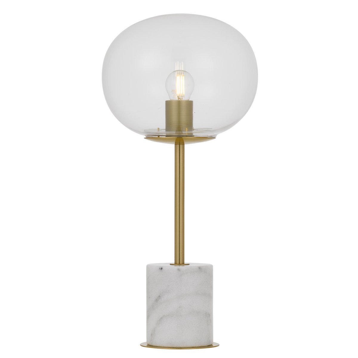 Dimas Table Lamp in Antique Gold & White Marble with Clear Glass