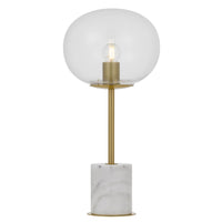 Thumbnail for Dimas Table Lamp in Antique Gold & White Marble with Clear Glass