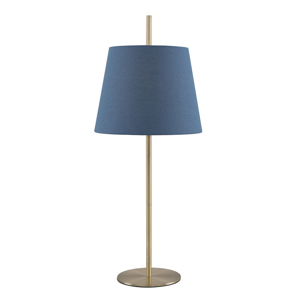 Dior Antique Brass Table Lamp with White or Blue Fabric Shade