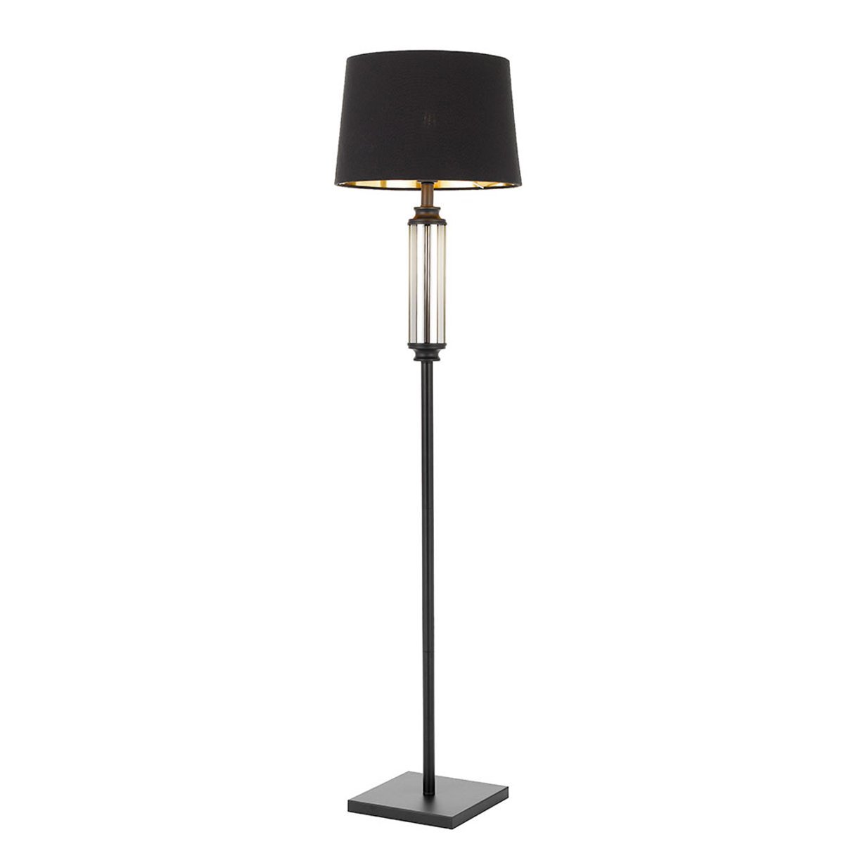 Dorcel Floor Lamp in Black with Black Shade and Smoked Glass