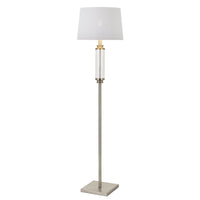 Thumbnail for Dorcel Floor Lamp in Nickel with White Shade and Clear Glass