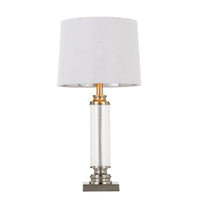 Thumbnail for Dorcel Table Lamp in Nickel with White Shade and Clear Glass