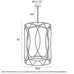 Dover 56 Antique Silver or Black 8 Light Pendant with Fabric Inner Shade
