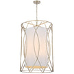 Dover 56 Antique Silver or Black 8 Light Pendant with Fabric Inner Shade