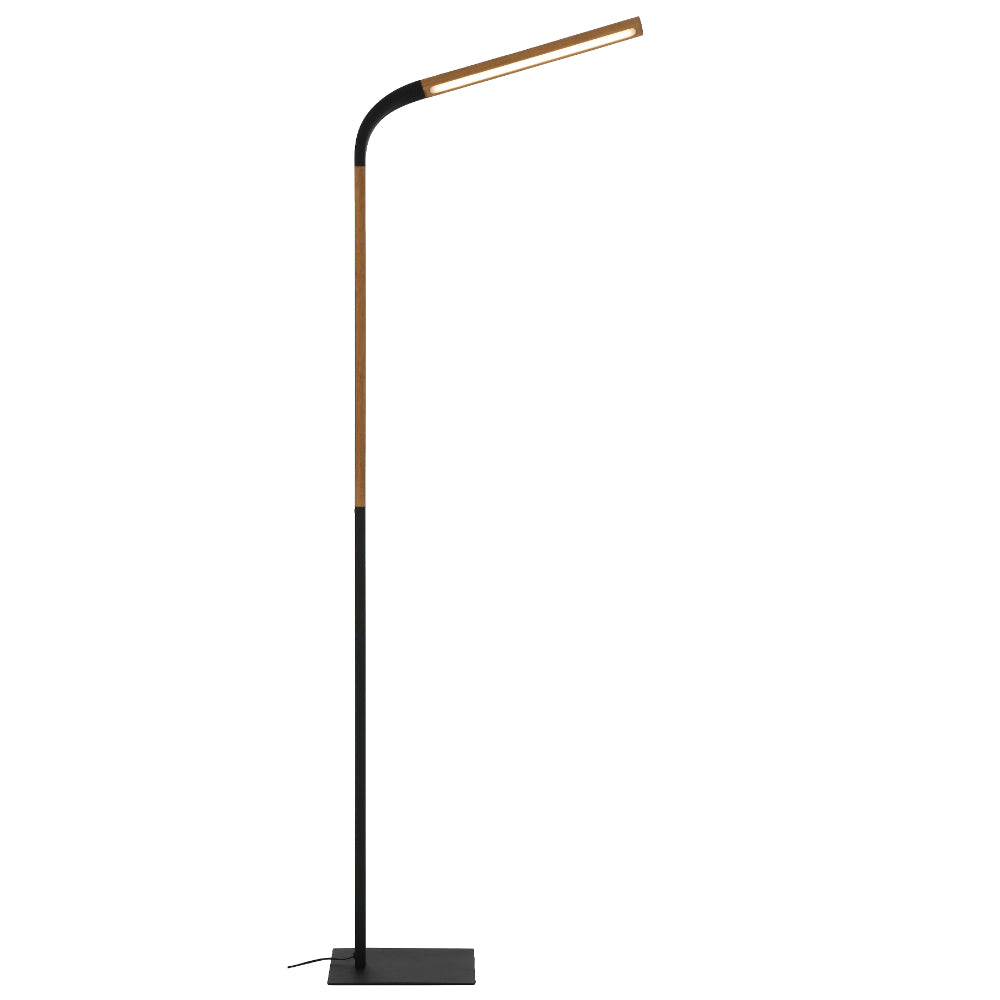 Dumas Black & Ash Wood 10W 3000K Adjustable Floor Lamp