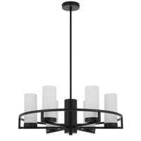 Thumbnail for Eamon 6 Light Pendant Light in Black with Opal Glass