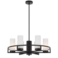 Thumbnail for Eamon 6 Light Pendant Light in Black with Opal Glass