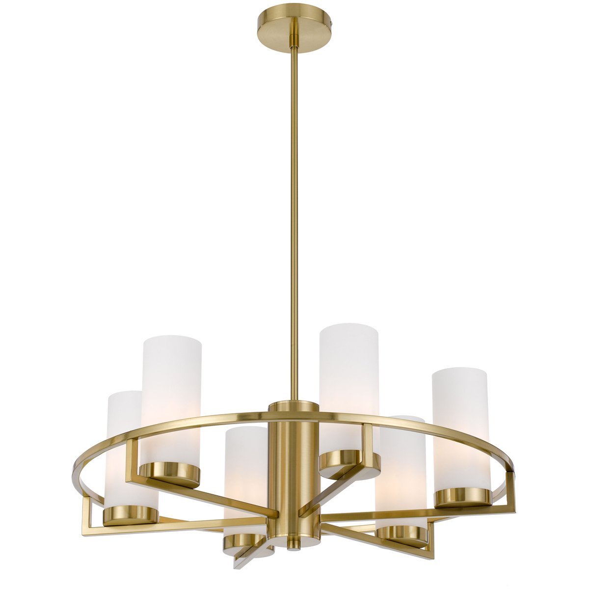 Eamon 6 Light Pendant Light in Brass with Opal Glass