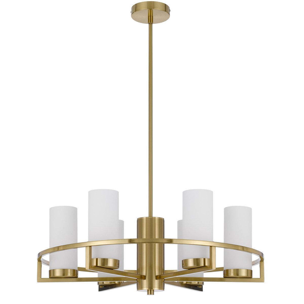 Eamon 6 Light Pendant Light in Brass with Opal Glass