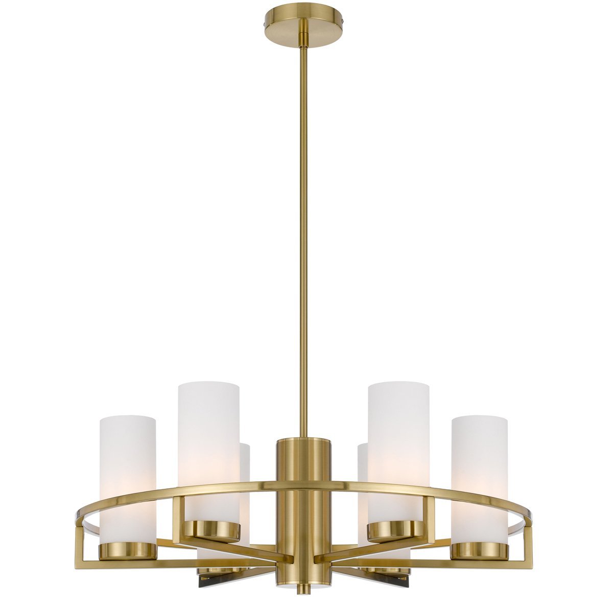 Eamon 6 Light Pendant Light in Brass with Opal Glass