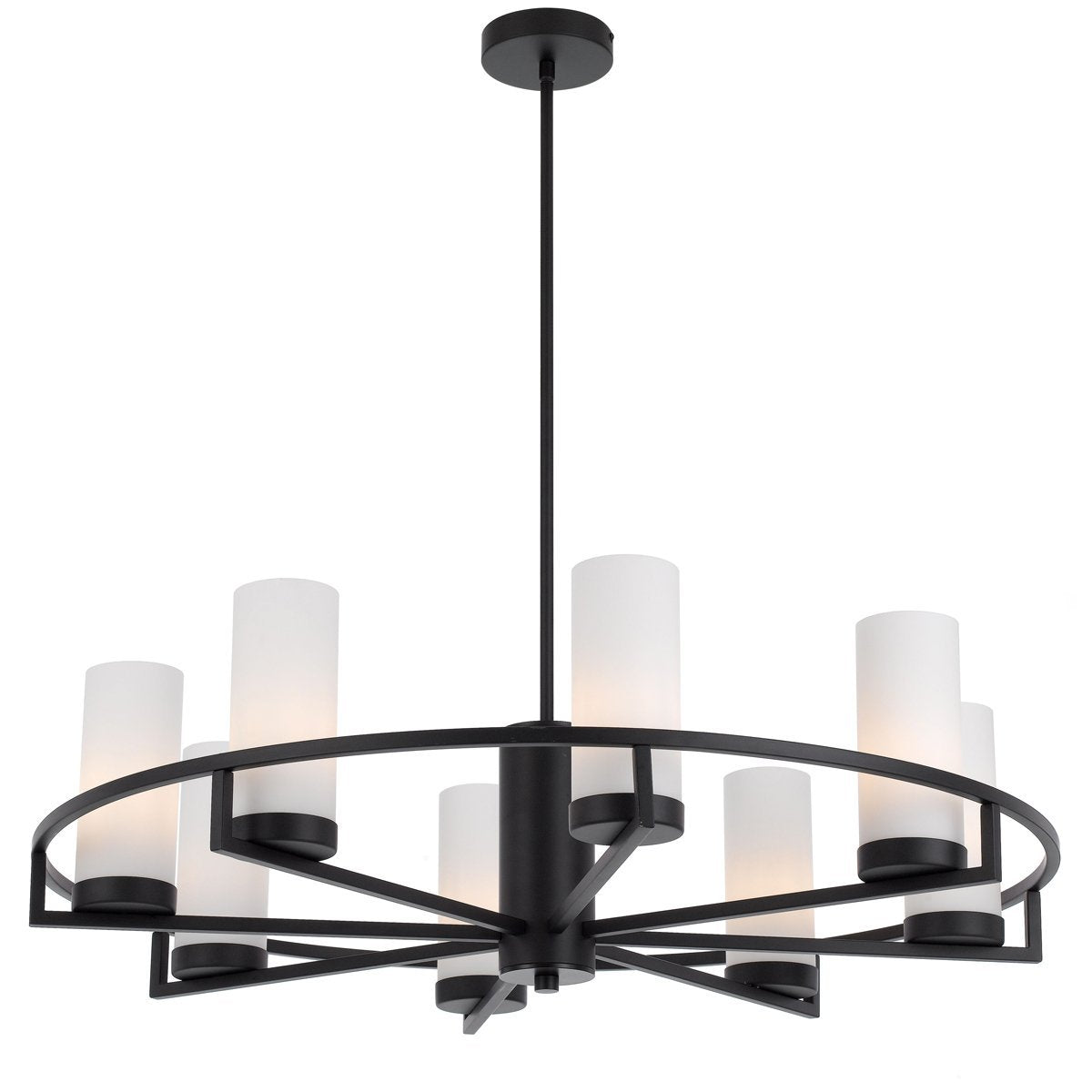 Eamon 8 Light Pendant Light in Black with Opal Glass