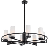 Thumbnail for Eamon 8 Light Pendant Light in Black with Opal Glass